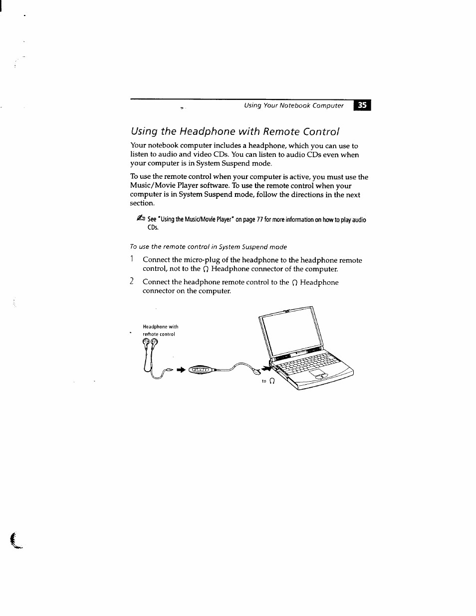 Using the headphone with remote control | Sony PCG-812 User Manual | Page 47 / 144