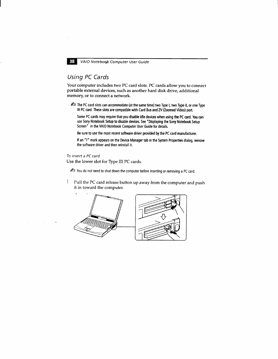 Using pc cards | Sony PCG-812 User Manual | Page 50 / 144