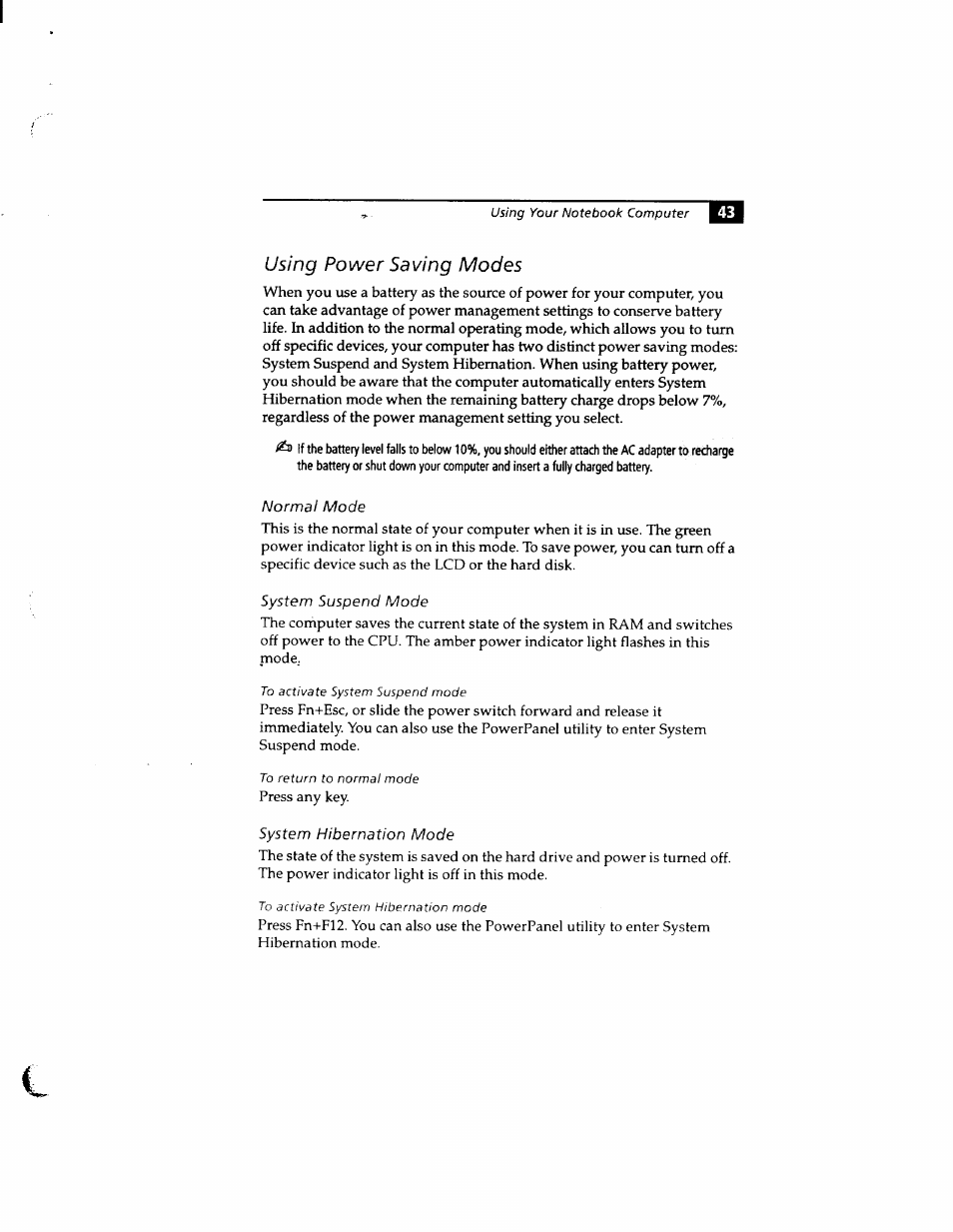 Using power saving modes | Sony PCG-812 User Manual | Page 55 / 144