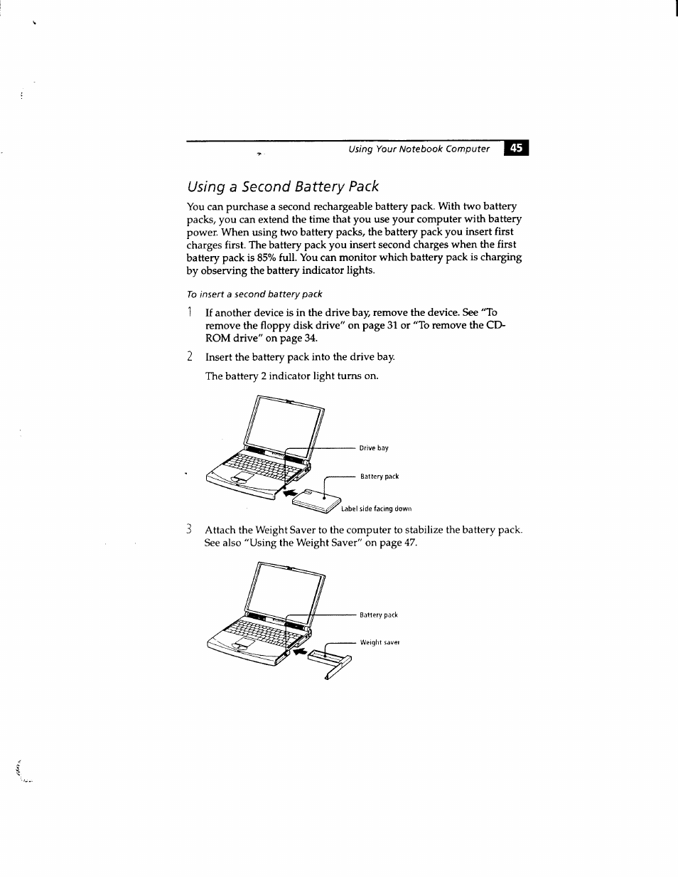 Using a second battery pack | Sony PCG-812 User Manual | Page 57 / 144