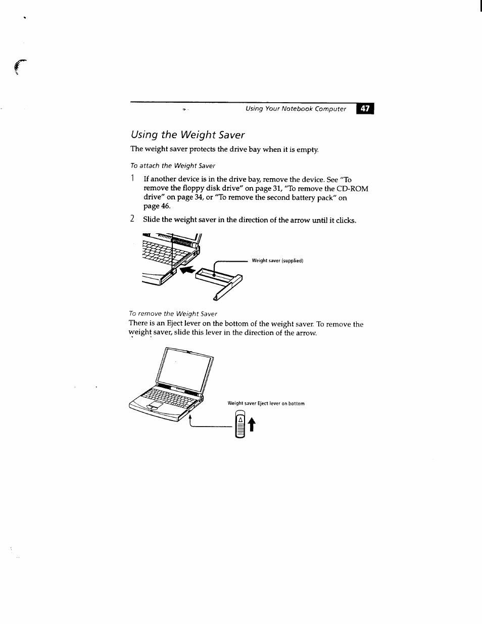 Using the weight saver | Sony PCG-812 User Manual | Page 59 / 144