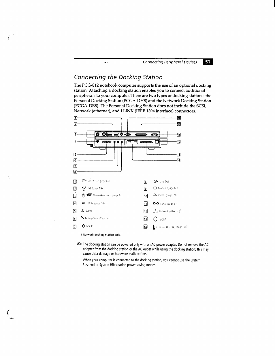 Connecting the docking station | Sony PCG-812 User Manual | Page 63 / 144