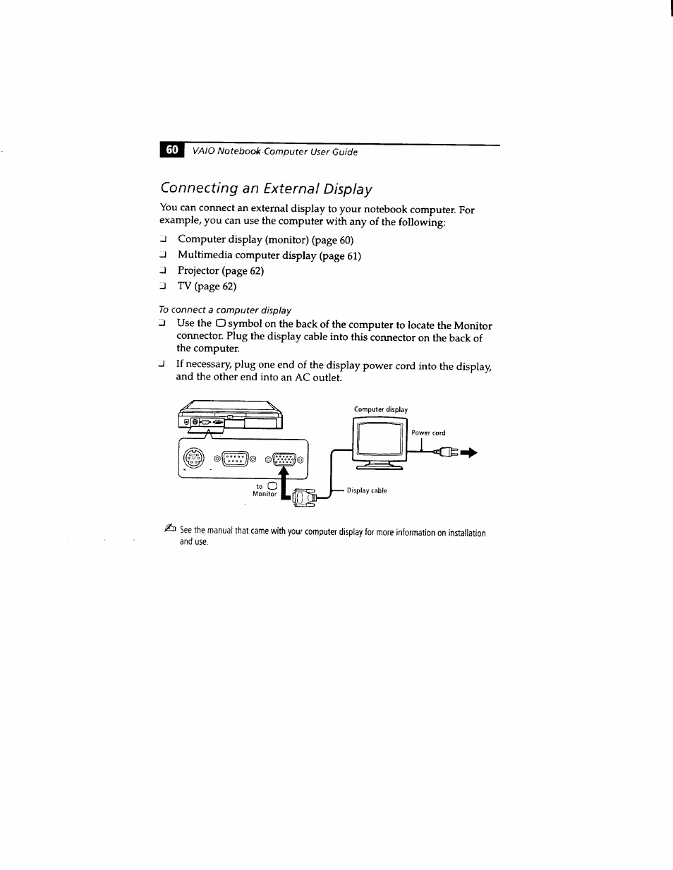 Connecting an external display | Sony PCG-812 User Manual | Page 72 / 144