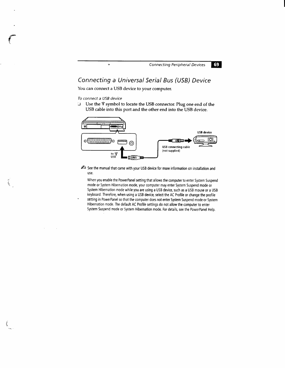 Connecting a universal serial bus (usb) device, You can connect a usb device to your computer | Sony PCG-812 User Manual | Page 81 / 144