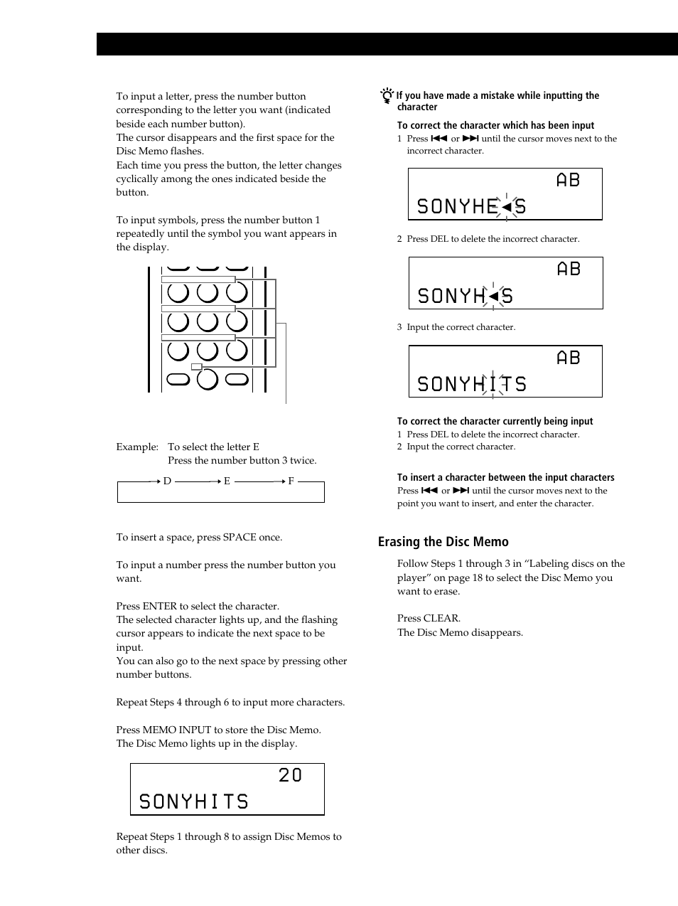 Storing information about cds (custom files) | Sony CDP-CX235 User Manual | Page 20 / 28