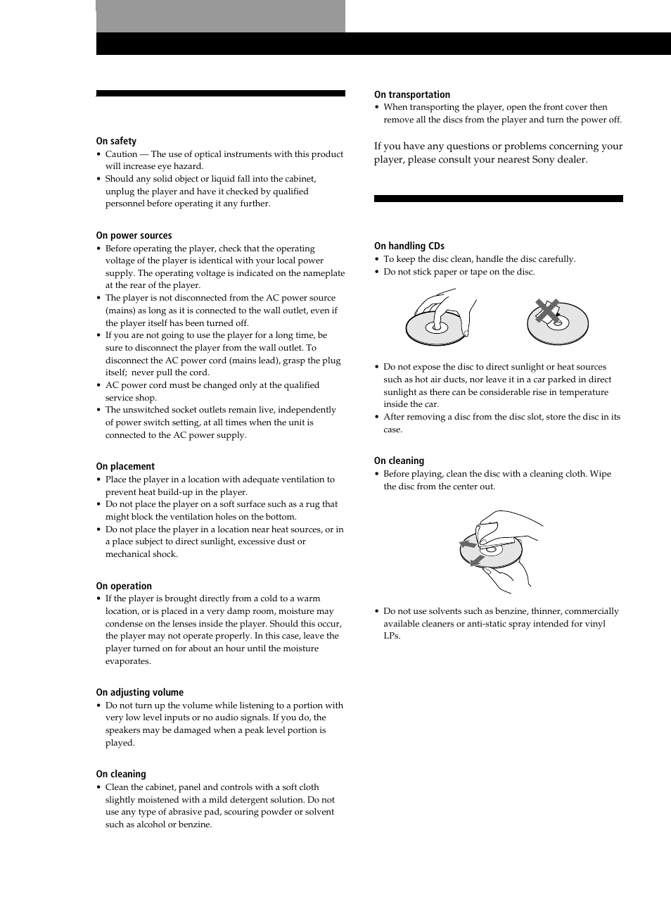 Precautions, Additional information | Sony CDP-CX235 User Manual | Page 24 / 28