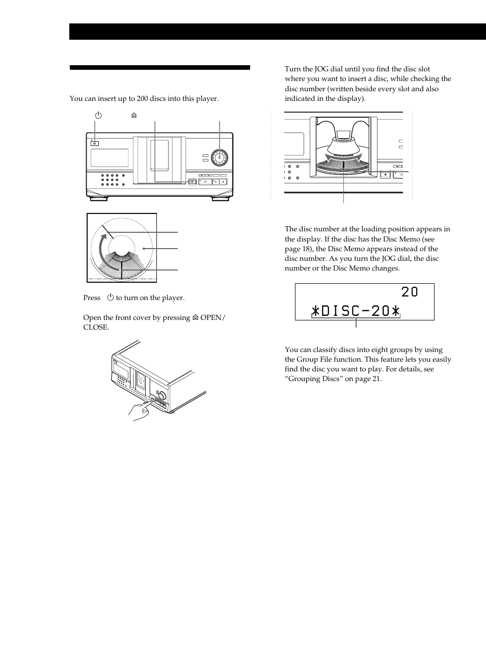 Inserting cds, Getting started | Sony CDP-CX235 User Manual | Page 6 / 28