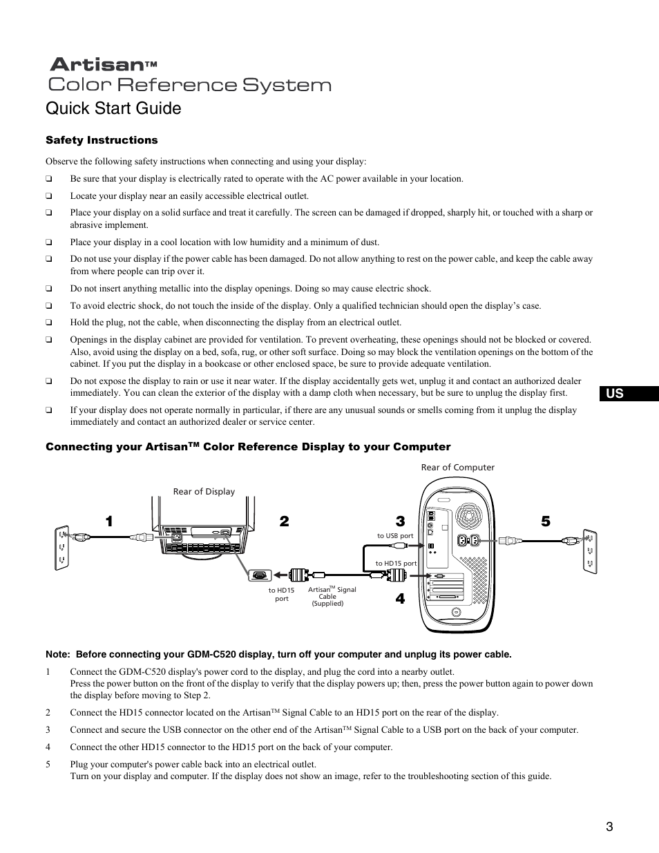 Quick start guide | Sony GDM-C520K User Manual | Page 3 / 16