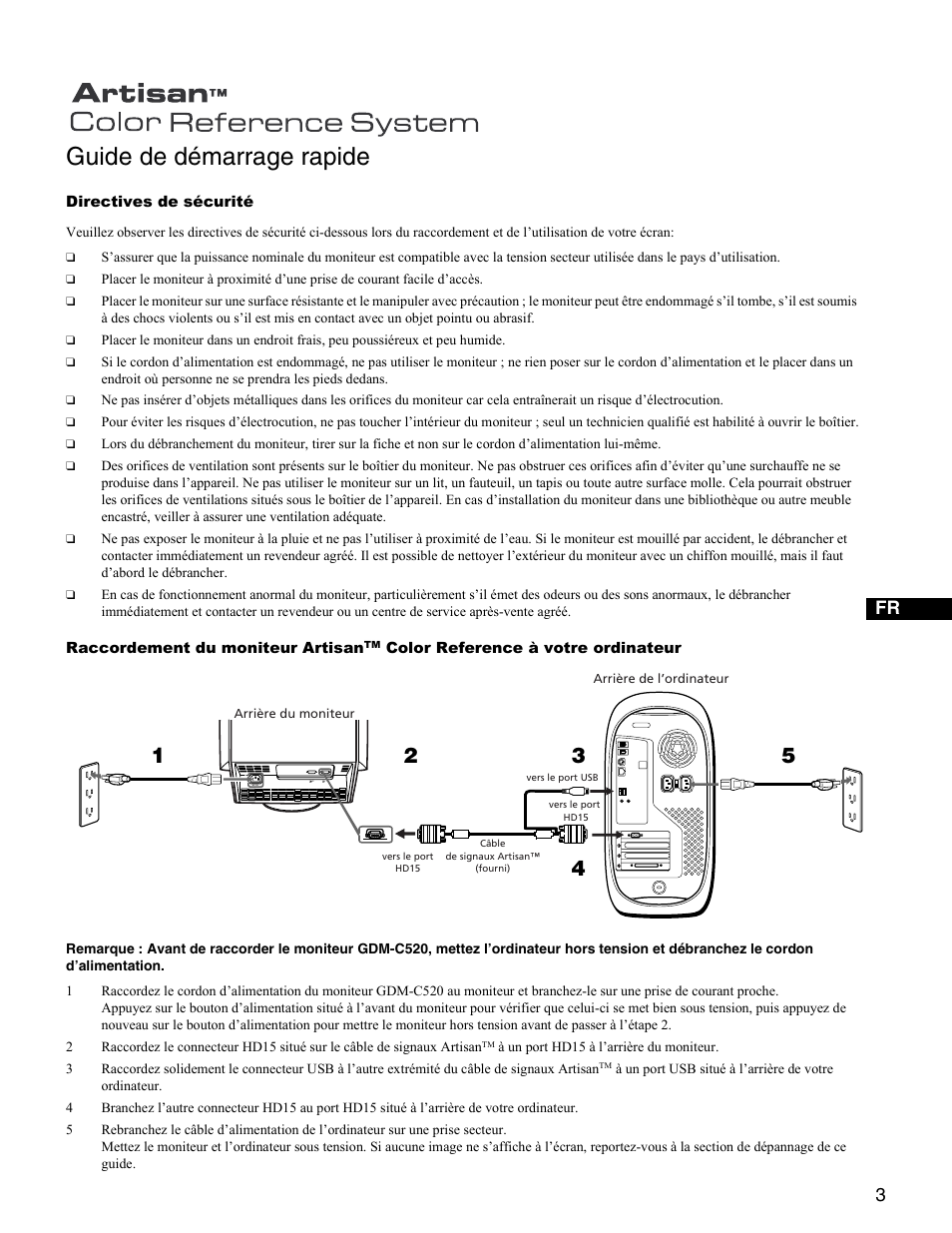 Guide de démarrage rapide | Sony GDM-C520K User Manual | Page 7 / 16