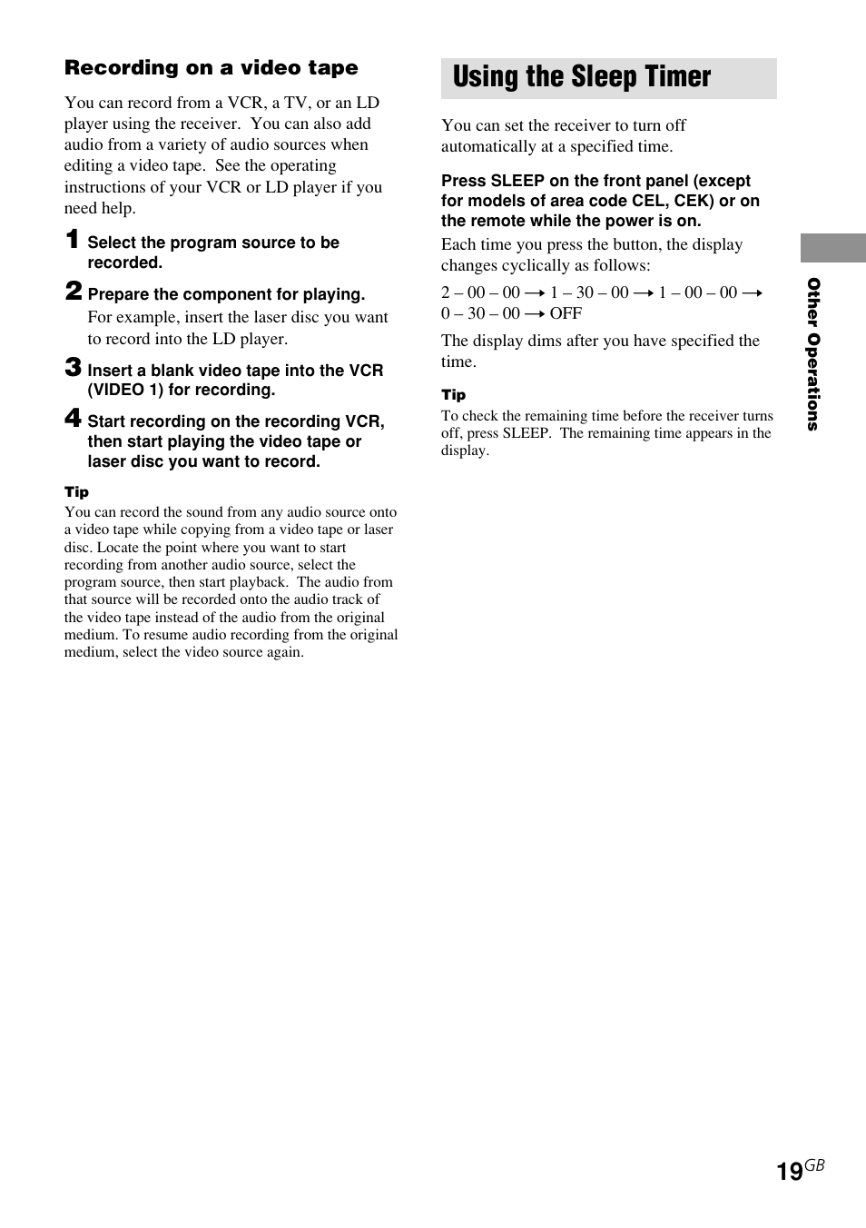 Using the sleep timer | Sony STR-DE185 User Manual | Page 19 / 28