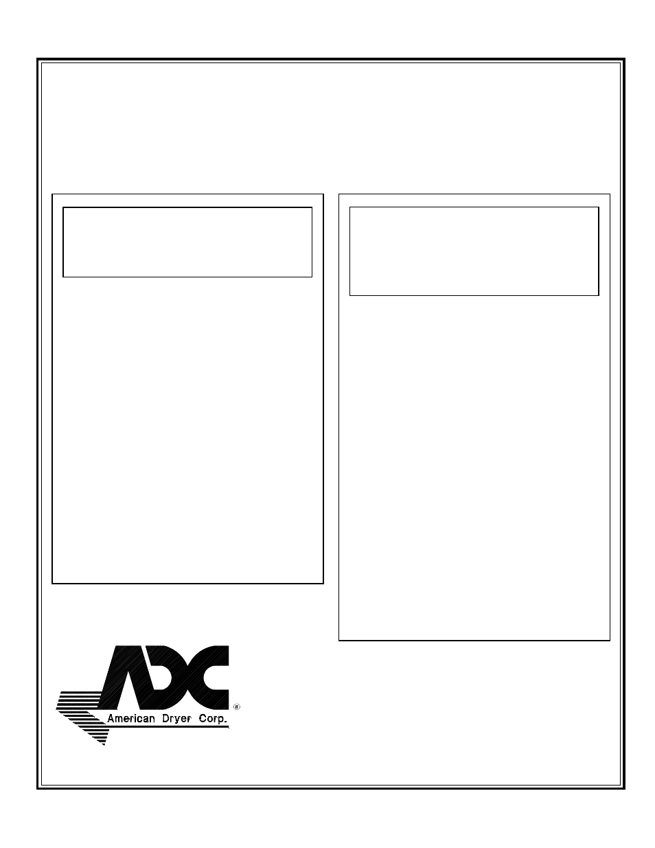 American Dryer Corp. SL20 User Manual | 20 pages
