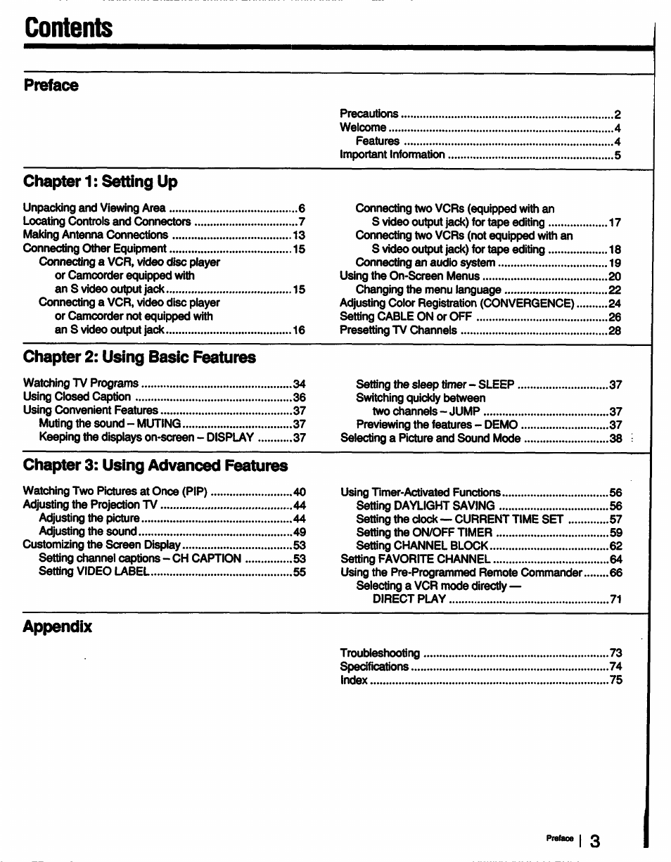 Sony KP-53V15 User Manual | Page 3 / 76