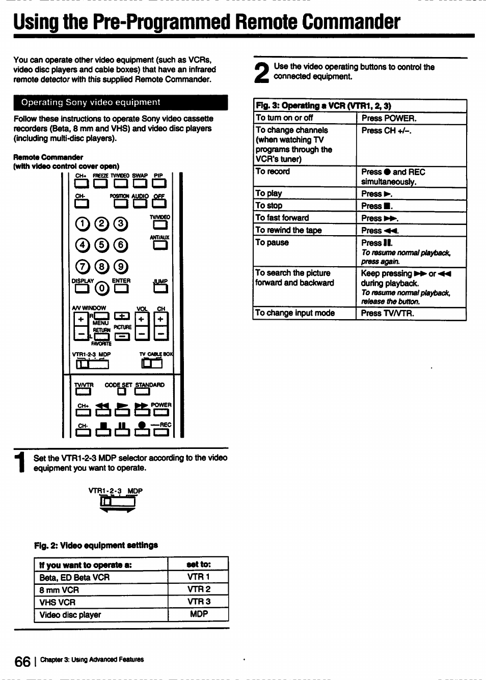 Using the pre-programmed remote commander, O® © 0 | Sony KP-53V15 User Manual | Page 66 / 76