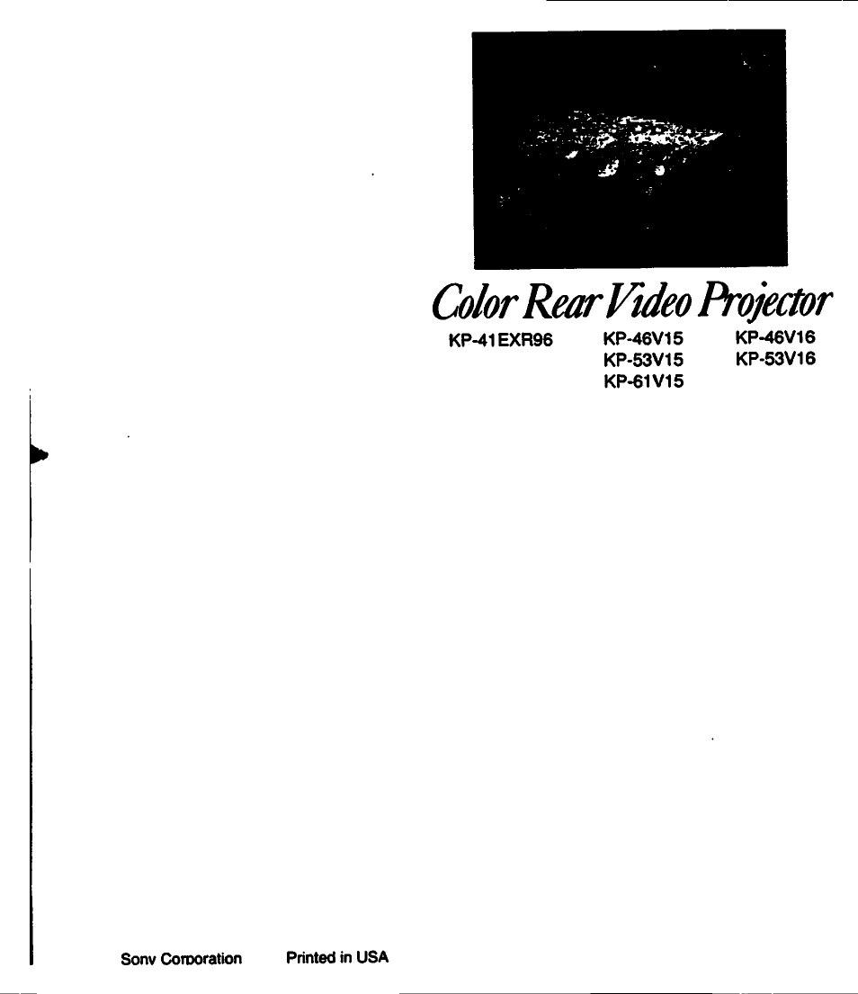 Cohr rear vìdeo projector | Sony KP-53V15 User Manual | Page 76 / 76