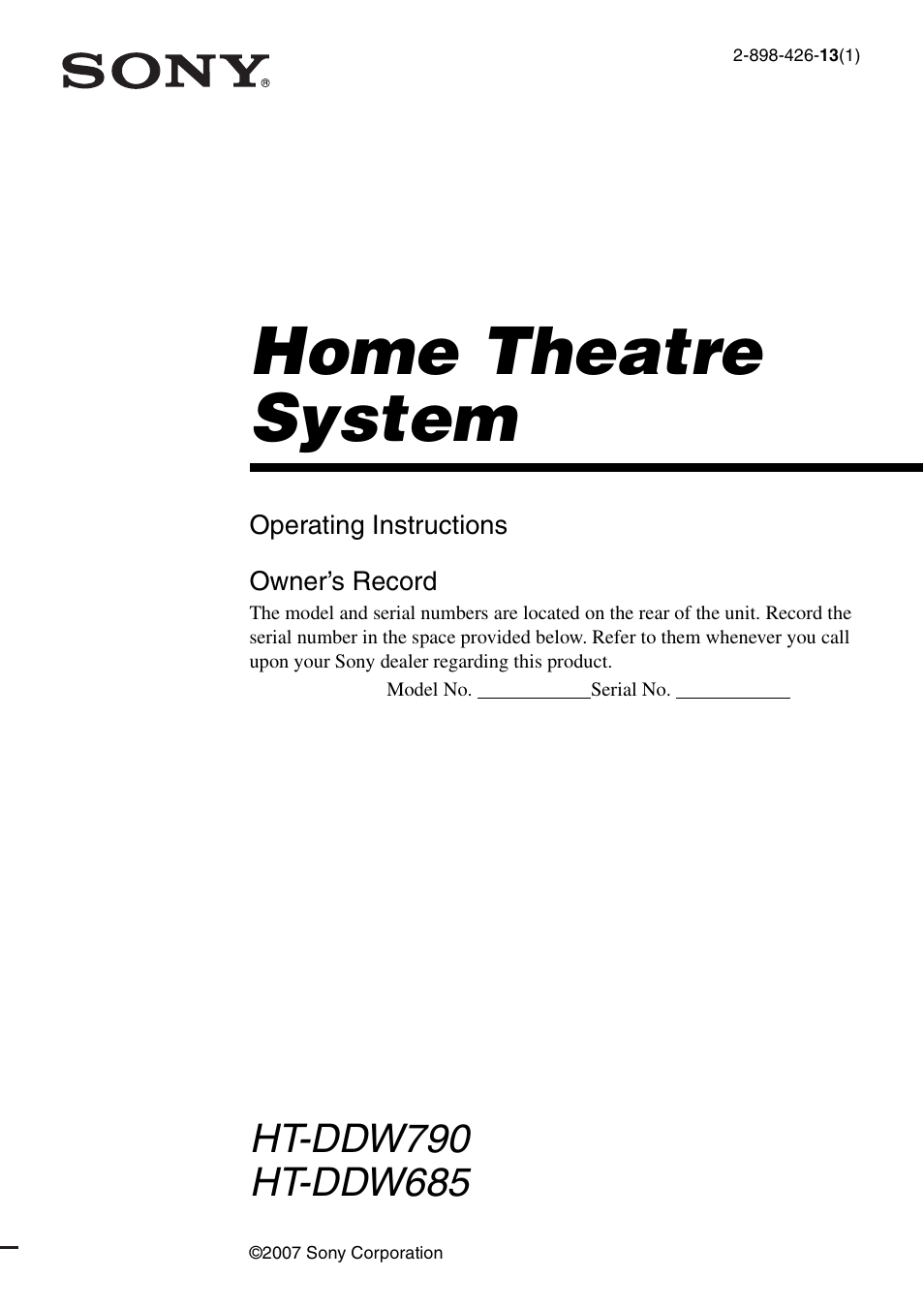 Sony HT-DDW790 User Manual | 64 pages