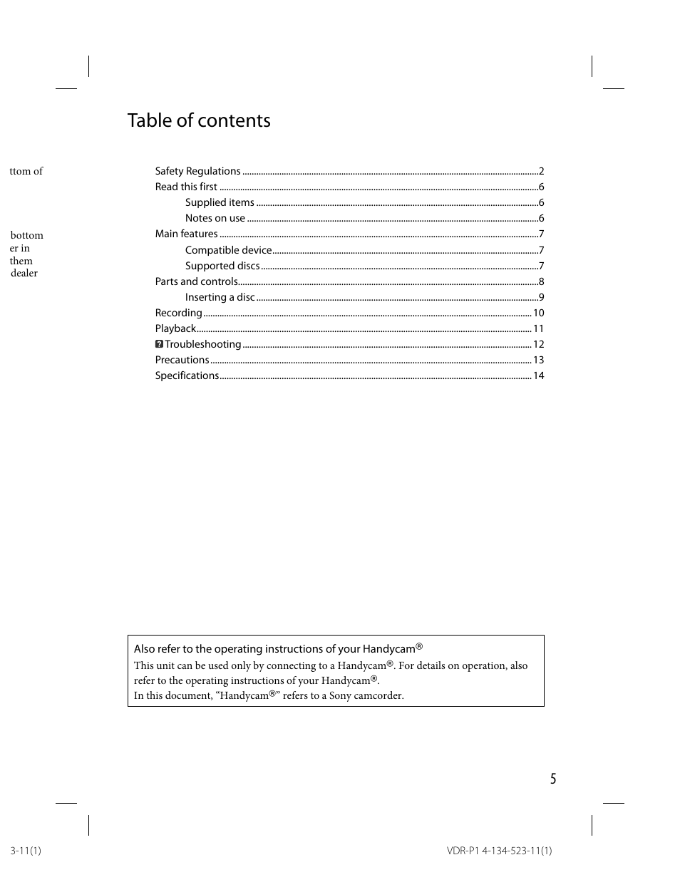 Sony VRD-P1 User Manual | Page 5 / 16