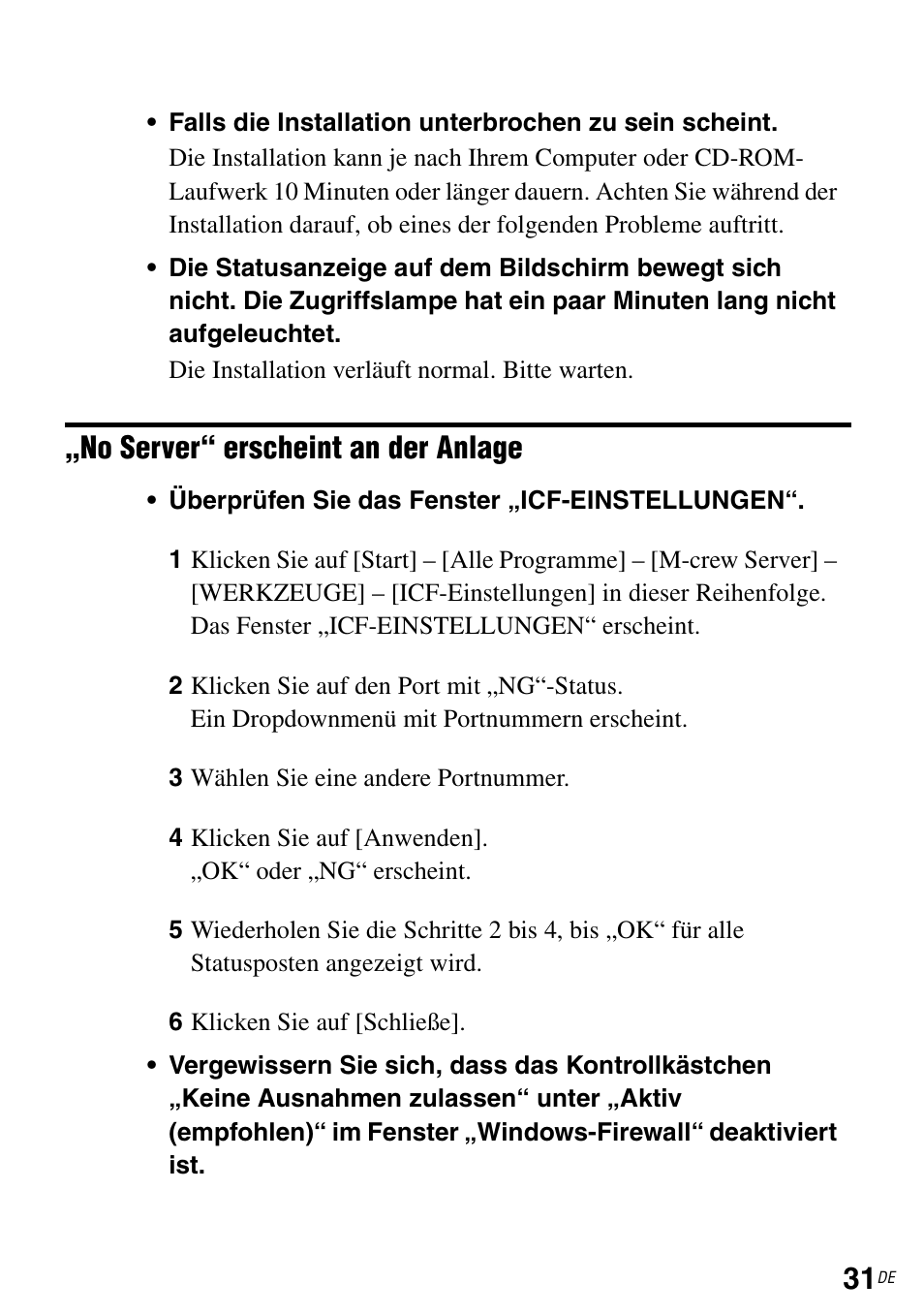 No server“ erscheint an der anlage | Sony CPF-IX001 User Manual | Page 131 / 374