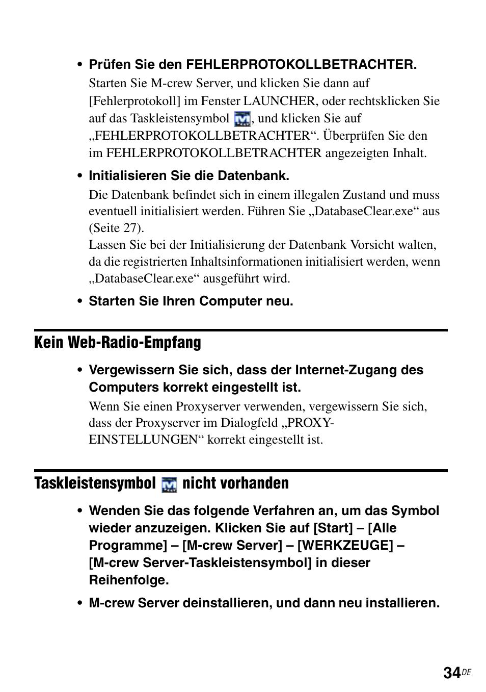 Kein web-radio-empfang taskleistensymbol, Nicht, Vorhanden | Sony CPF-IX001 User Manual | Page 134 / 374