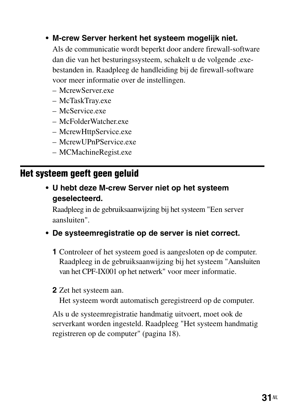 Het systeem geeft geen geluid | Sony CPF-IX001 User Manual | Page 166 / 374