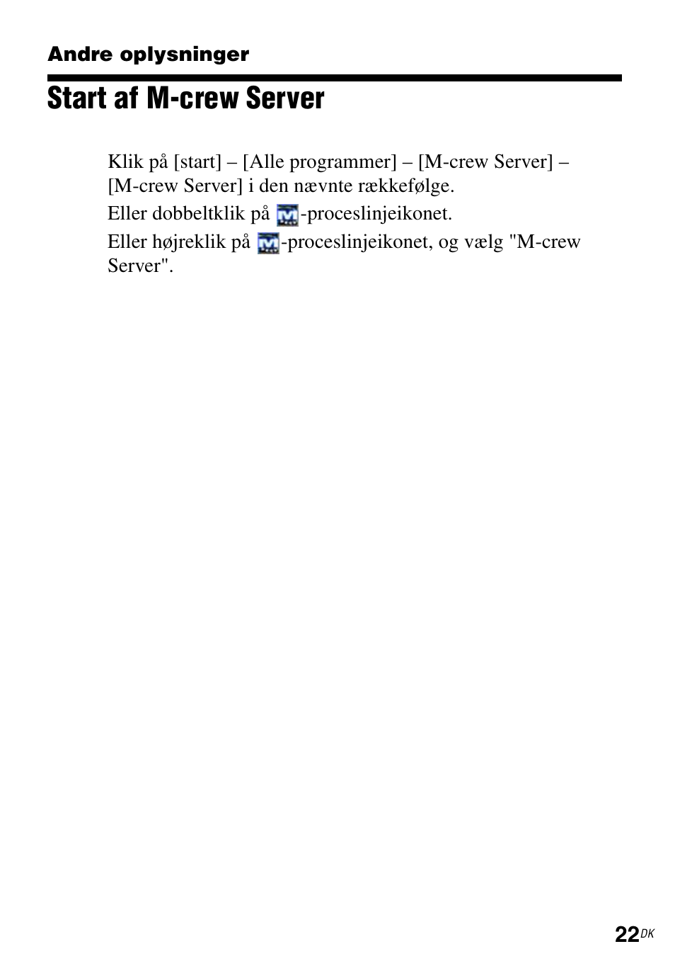 Andre oplysninger, Start af m-crew server | Sony CPF-IX001 User Manual | Page 294 / 374