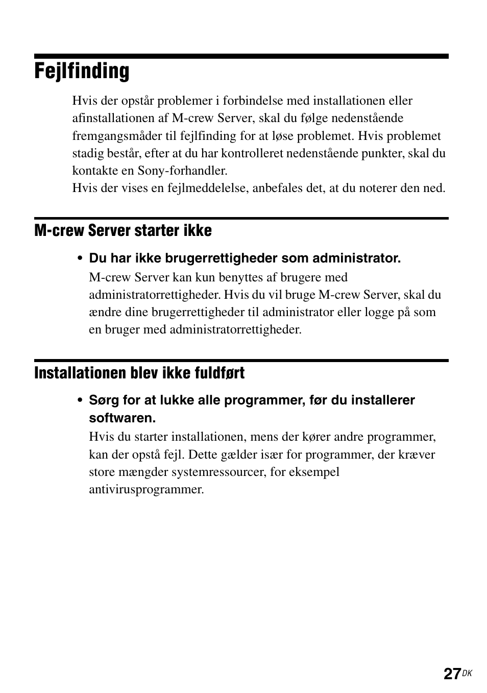 Fejlfinding | Sony CPF-IX001 User Manual | Page 299 / 374