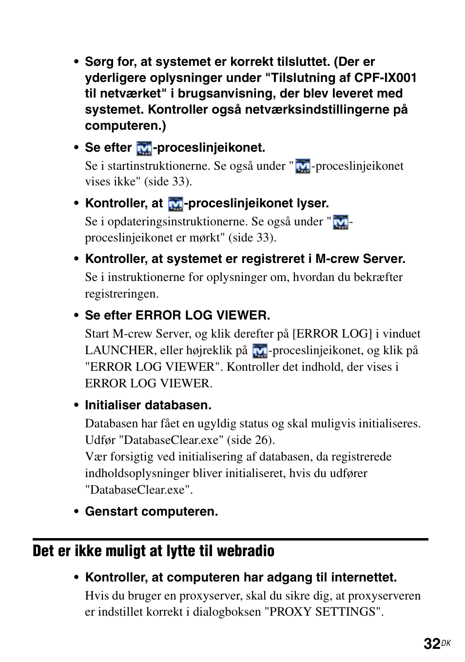 Det er ikke muligt at lytte til webradio | Sony CPF-IX001 User Manual | Page 304 / 374