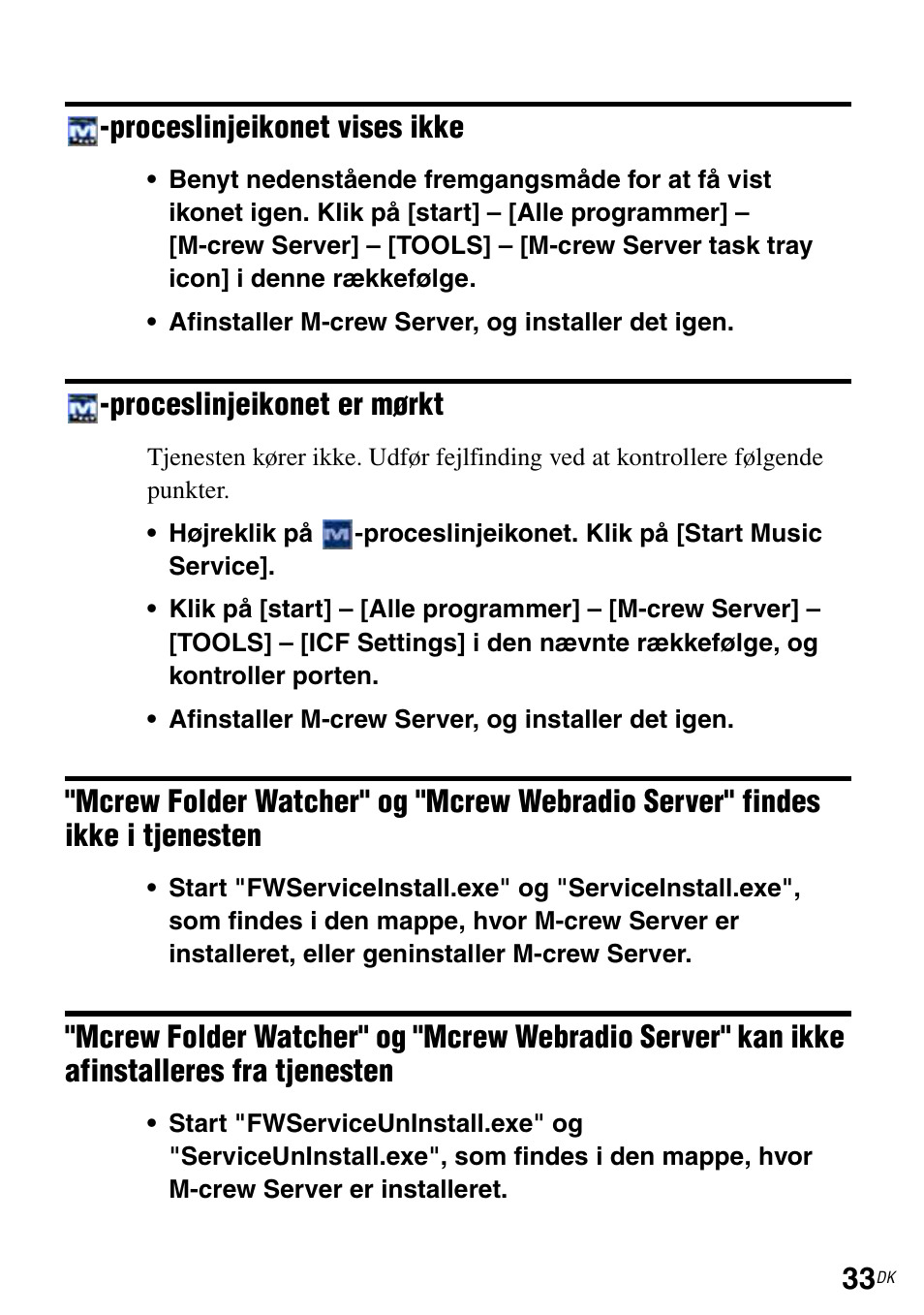 Tjenesten, Afinstalleres fra tjenesten | Sony CPF-IX001 User Manual | Page 305 / 374