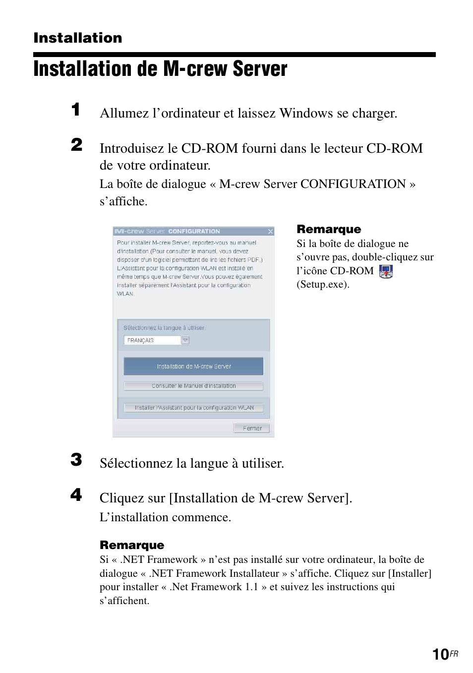 Installation, Installation de m-crew server | Sony CPF-IX001 User Manual | Page 42 / 374