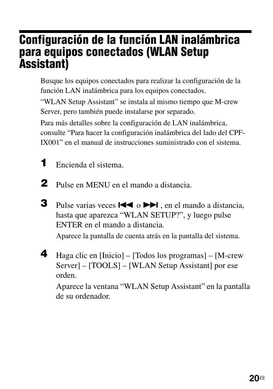 Wlan setup assistant) | Sony CPF-IX001 User Manual | Page 86 / 374