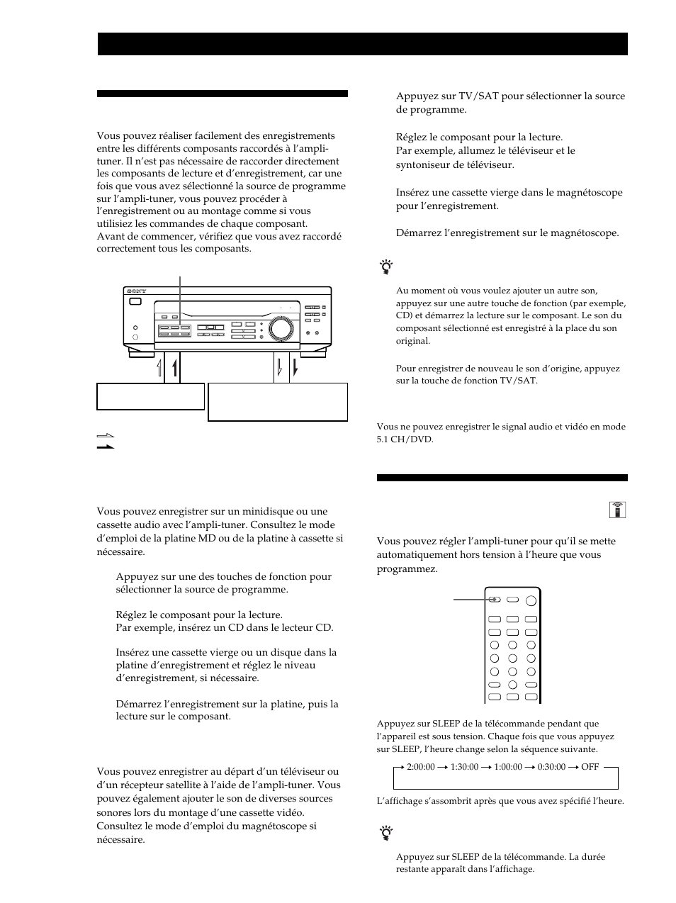 Enregistrement, Utilisation du programmateur d’extinction | Sony STR-DE345 User Manual | Page 39 / 76