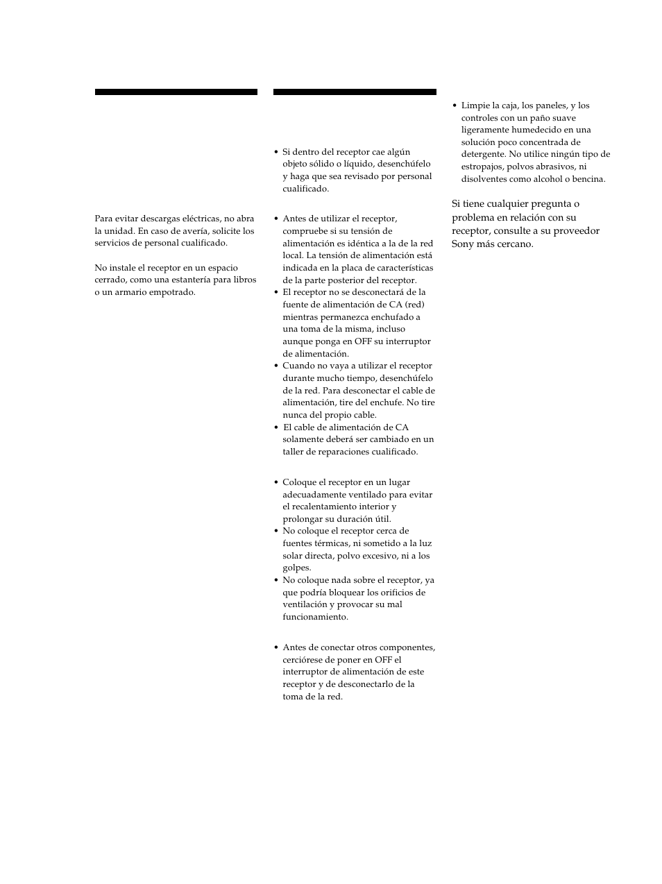 Precauciones, Advertencia, Preparativos | Sony STR-DE345 User Manual | Page 52 / 76