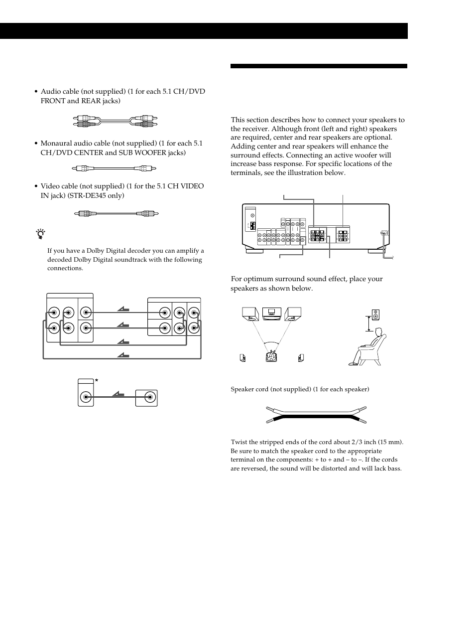Speaker system hookups 7, Speaker system hookups, Getting started | Where do i go next, Overview, Continued) | Sony STR-DE345 User Manual | Page 7 / 76