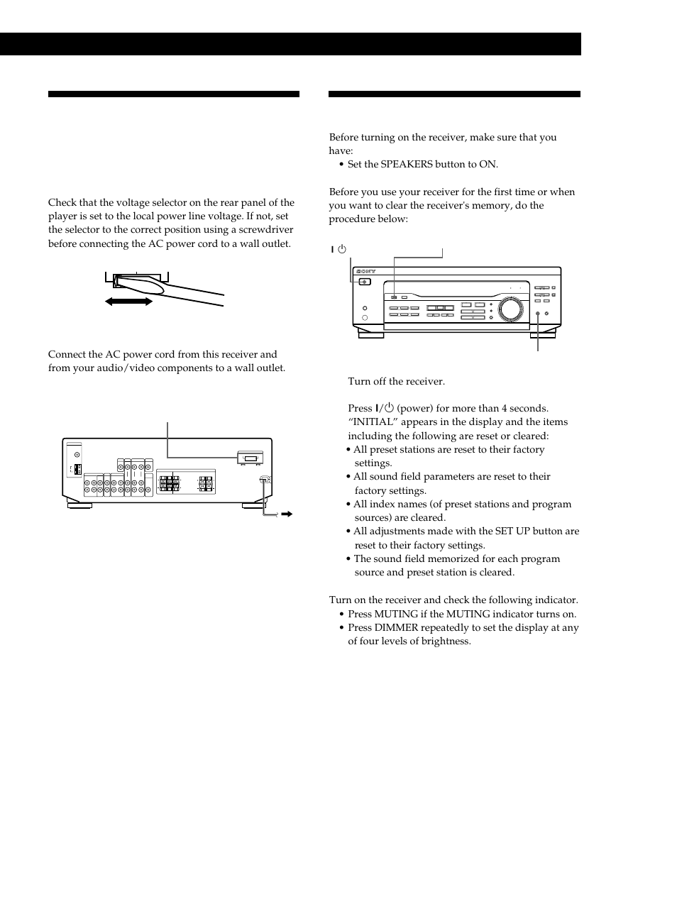 Ac hookups 9 before you use your receiver 9, Ac hookups, Before you use your receiver | Getting started, Connecting the ac power cord, Where do i go next | Sony STR-DE345 User Manual | Page 9 / 76