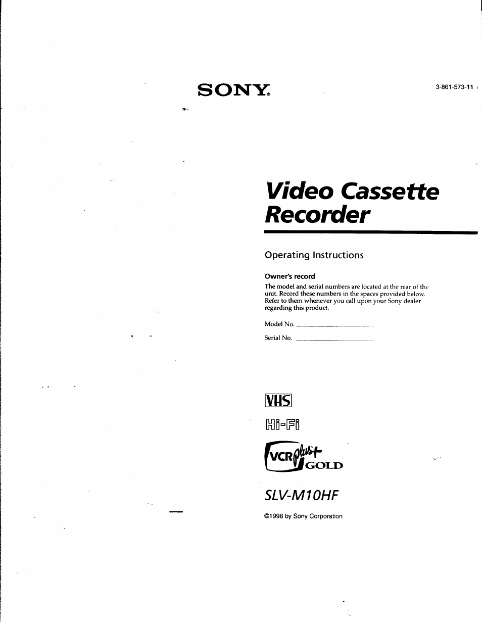 Sony SLV-M10HF User Manual | 117 pages