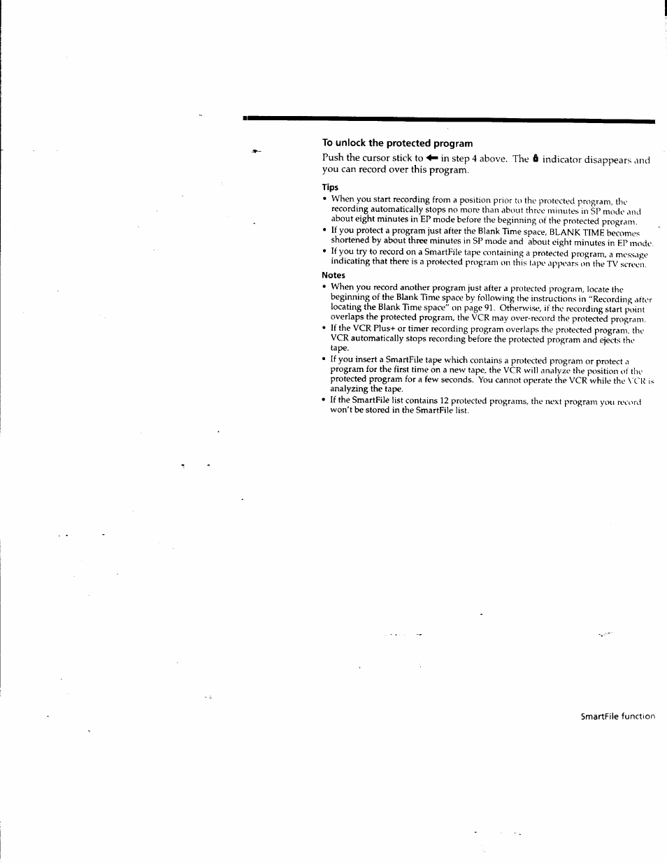 To unlock the protected program, Tips, Notes | Sony SLV-M10HF User Manual | Page 100 / 117