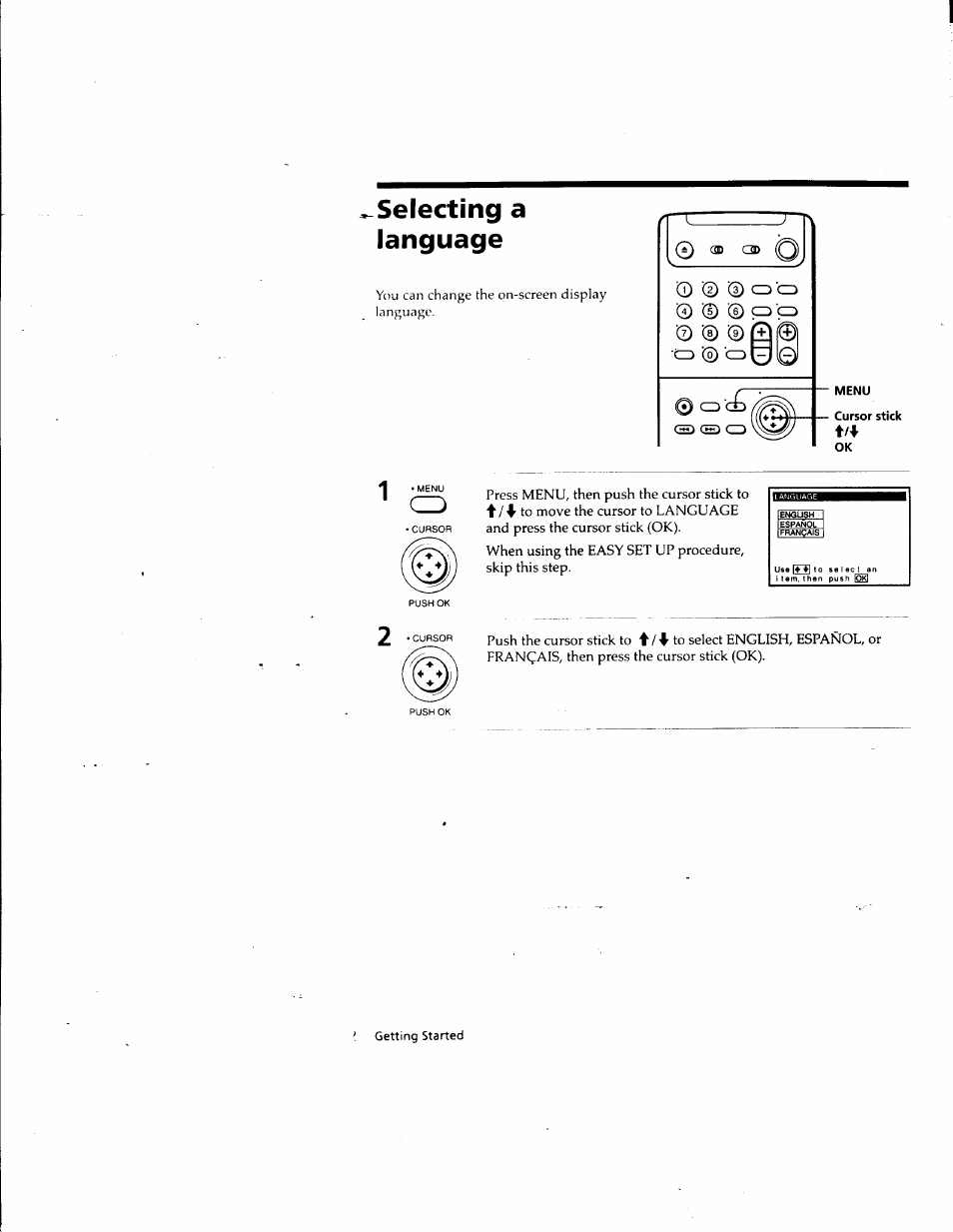 Selecting a language | Sony SLV-M10HF User Manual | Page 32 / 117