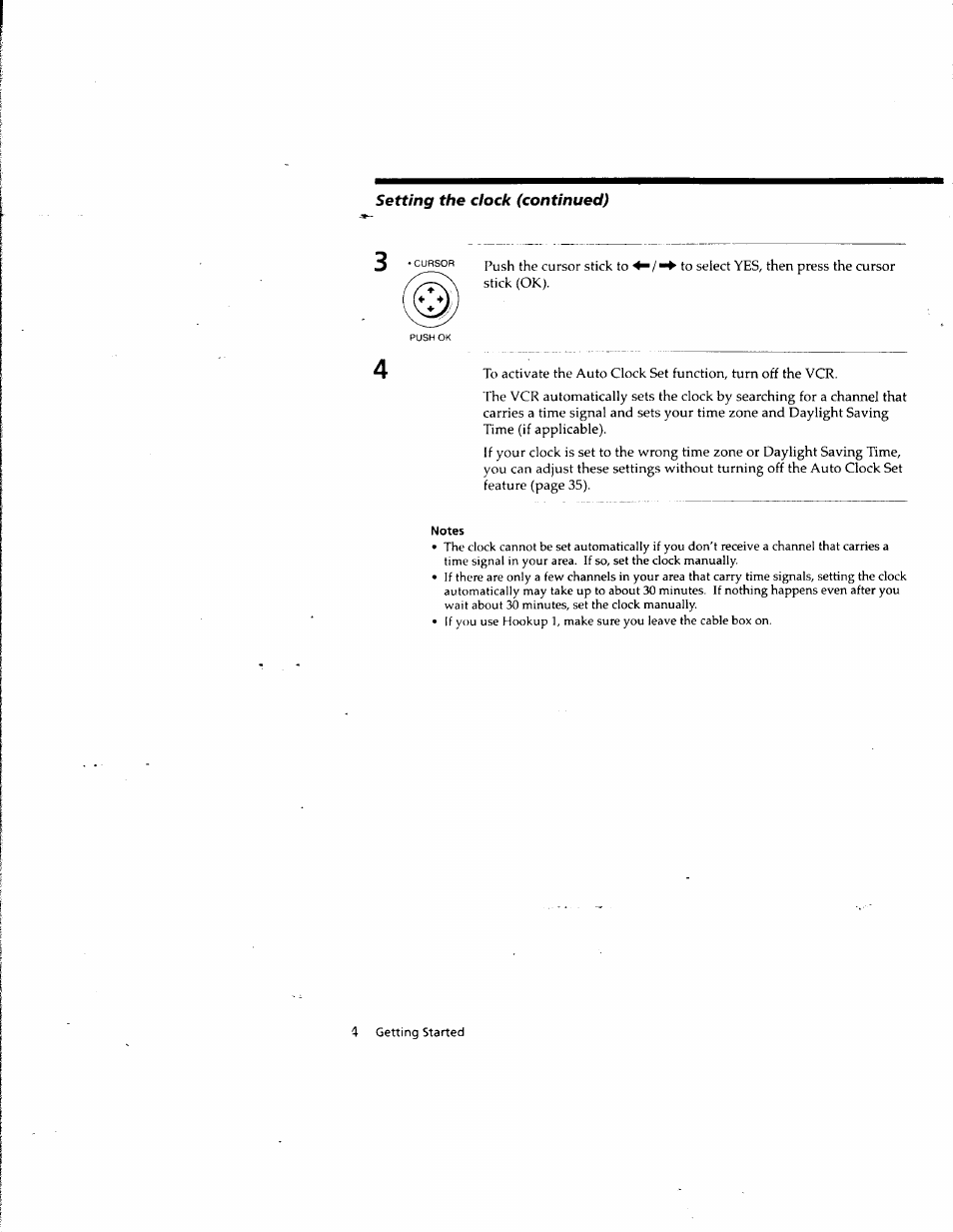 Notes, Setting the clock (continued) | Sony SLV-M10HF User Manual | Page 34 / 117