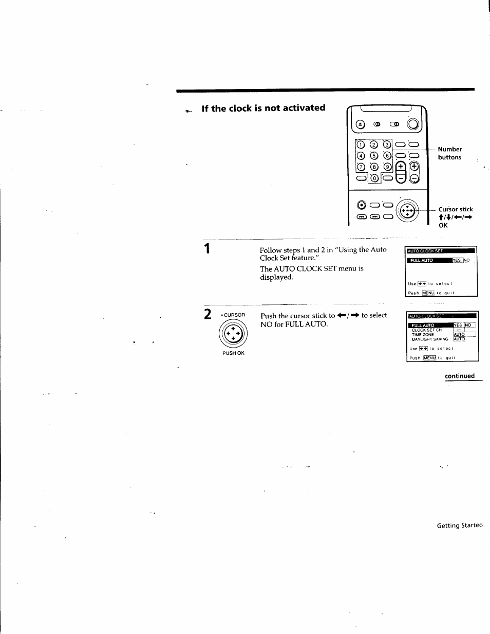 If the clock is not activated | Sony SLV-M10HF User Manual | Page 35 / 117