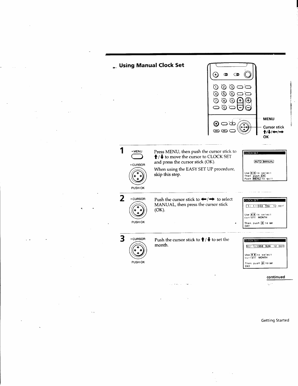 Using manual clock set, Continued | Sony SLV-M10HF User Manual | Page 37 / 117