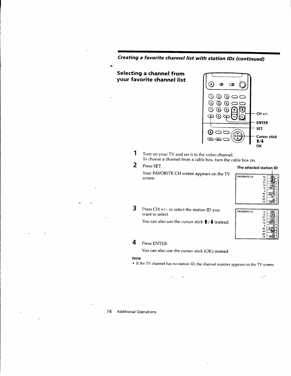 Cursor stick ok, Note, 0■© cd'a | Cd o, Cd cd (s> o cd | Sony SLV-M10HF User Manual | Page 73 / 117