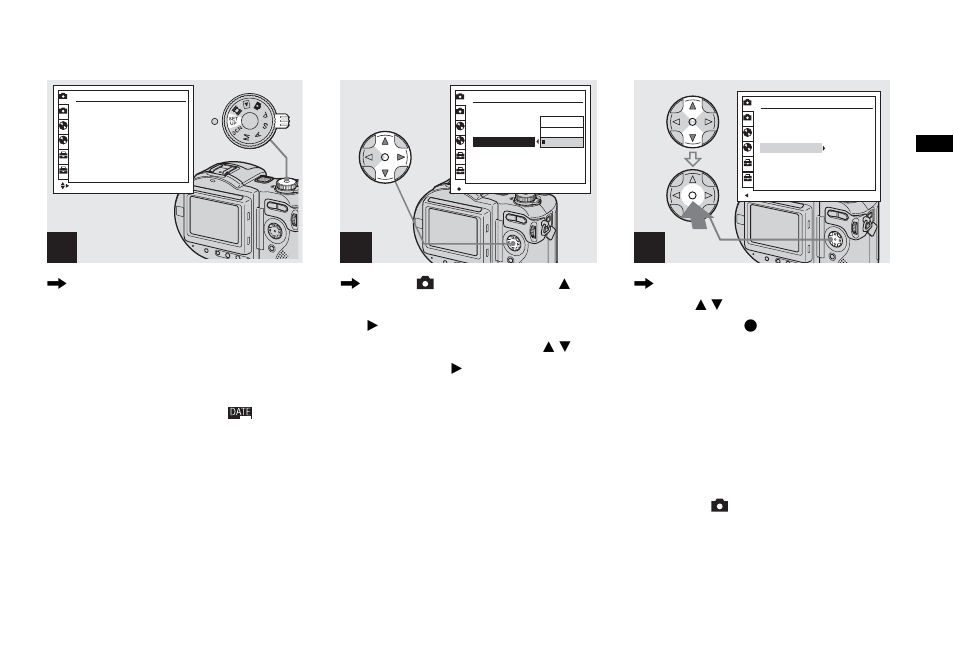 Inserting the date and time on a still image, Inserting the date and time on a still, Image | Set the mode dial to set up | Sony MVC-CD500 User Manual | Page 31 / 132