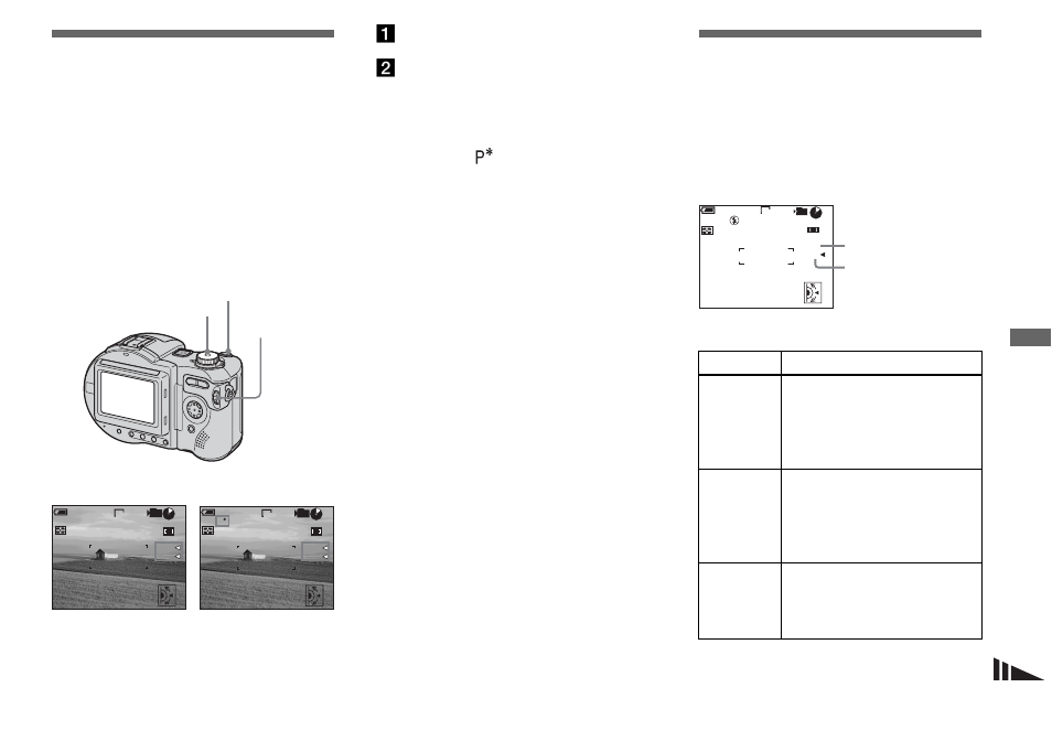 Advanced still image shooting, Shooting with program shift — program shift, Shooting with the manual adjustments | Shooting with program shift, Program shift, Mode dial: p, Mode dial: s/a/m | Sony MVC-CD500 User Manual | Page 45 / 132