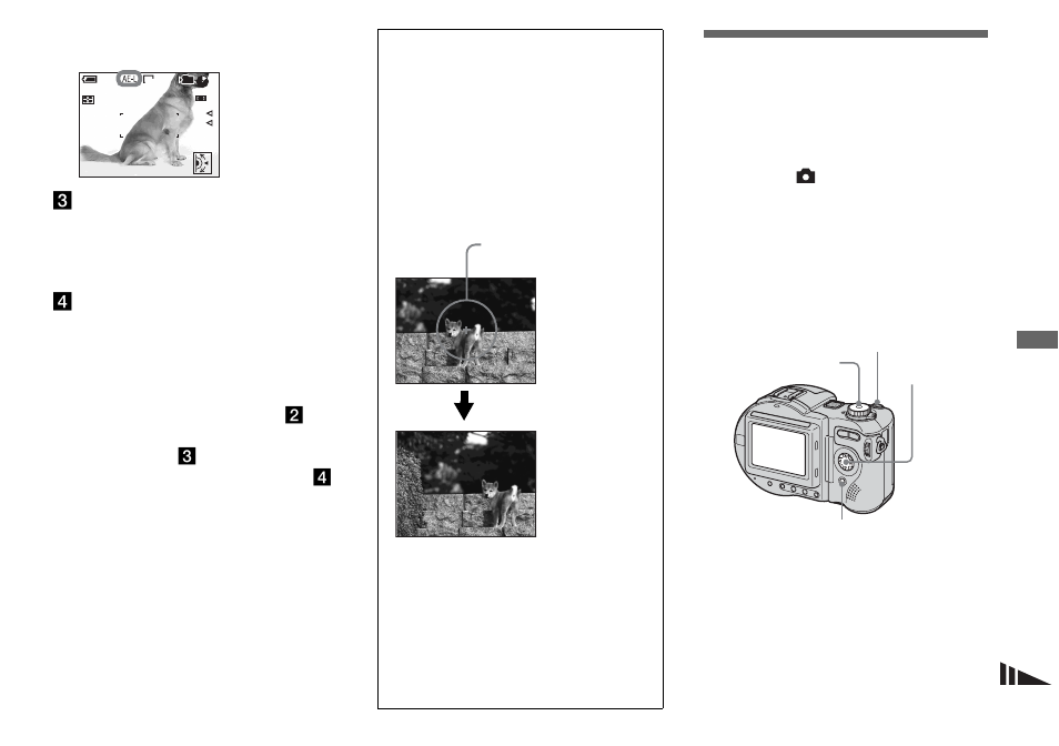 Shooting three images with the exposure, Shifted — exposure bracket, Shooting three images with the exposure shifted | Exposure bracket | Sony MVC-CD500 User Manual | Page 55 / 132