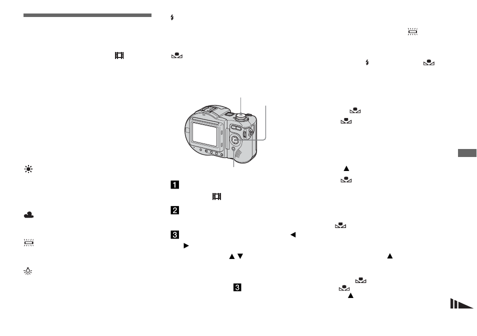 Adjusting color tones — white balance, Adjusting color tones, White balance | Sony MVC-CD500 User Manual | Page 57 / 132