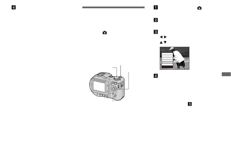 Shooting three images continuously — burst 3, Shooting three images continuously, Burst 3 | Sony MVC-CD500 User Manual | Page 61 / 132