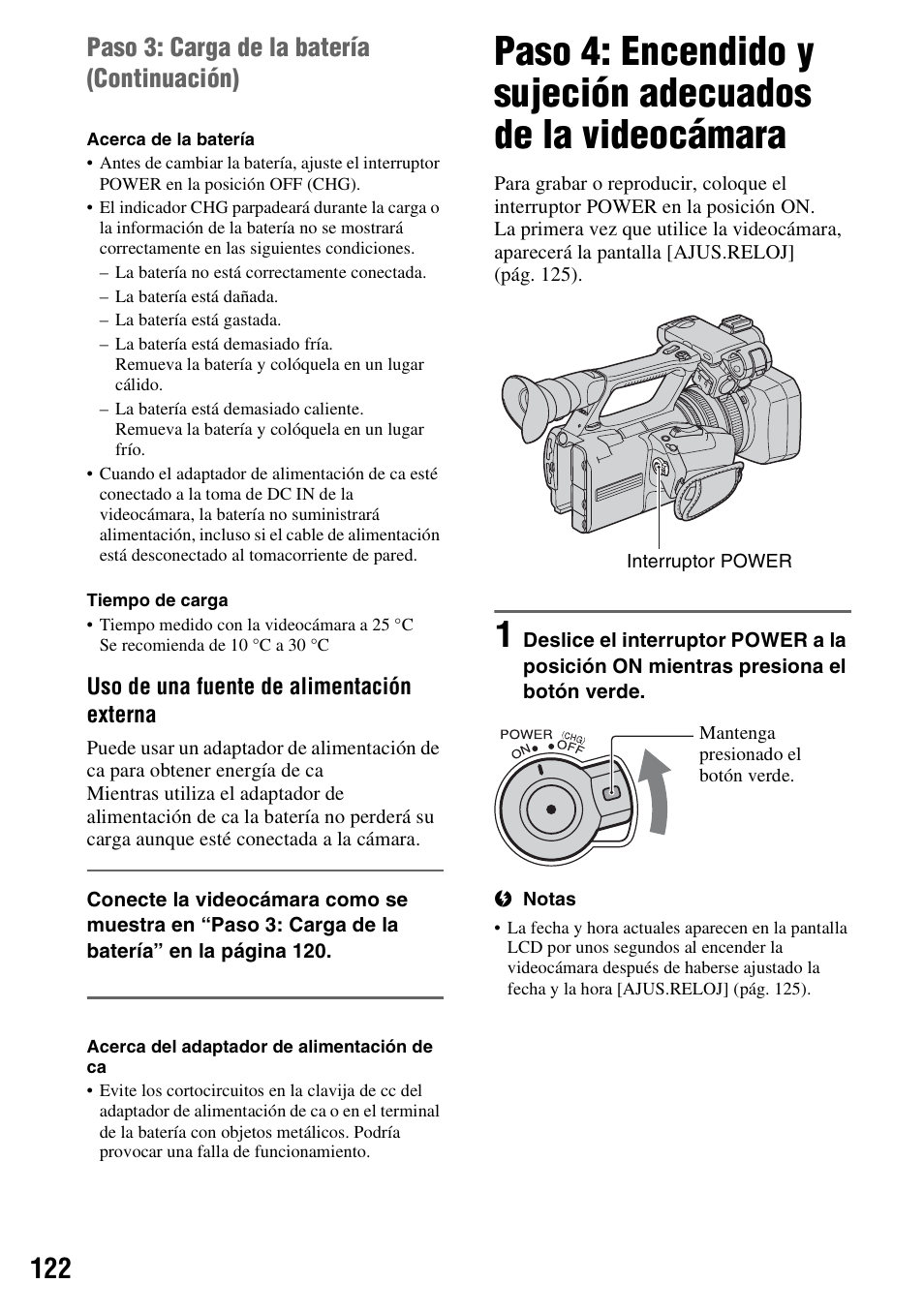 Paso 3: carga de la batería (continuación) | Sony HDR-AX2000 User Manual | Page 122 / 132
