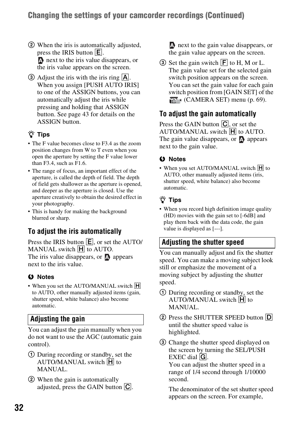 Sony HDR-AX2000 User Manual | Page 32 / 132