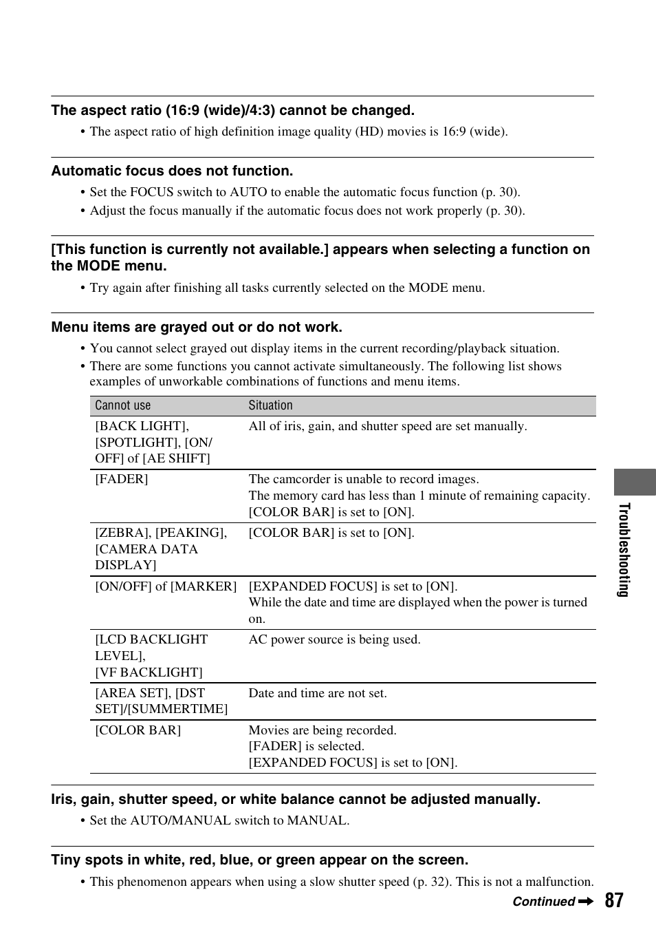 Sony HDR-AX2000 User Manual | Page 87 / 132