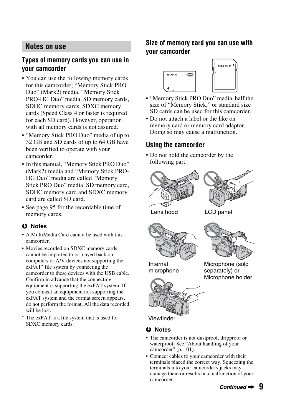 Sony HDR-AX2000 User Manual | Page 9 / 132