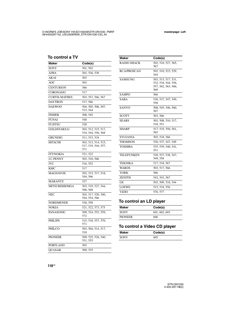 Sony STR-DN1030 User Manual | Page 110 / 132